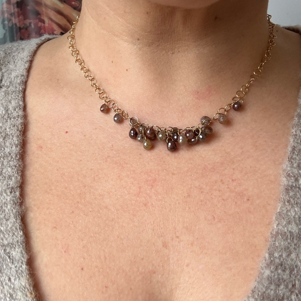 Cathy Waterman 22k gold and mixed champagne-brown diamond necklace